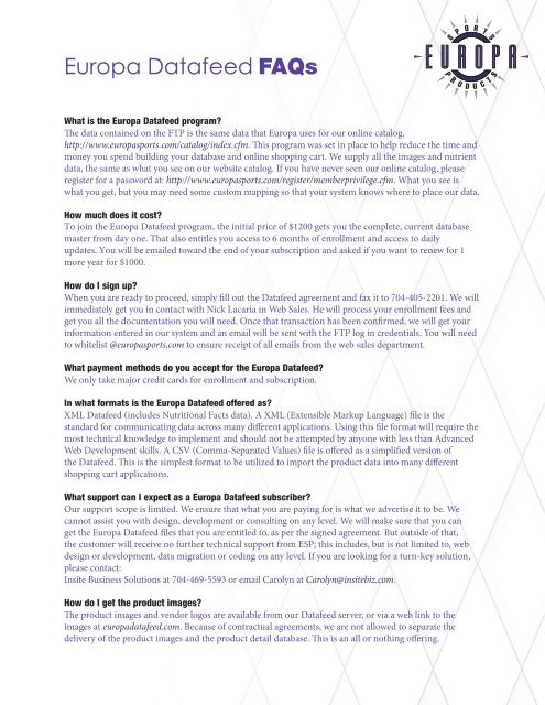 10 Combined Faq Europa Sports Products Inc