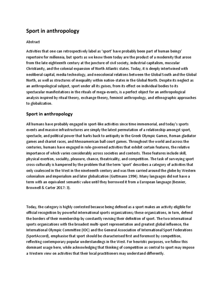 Exploring Cultural Impact: Anthropology of Sports Unveiled Exploring Cultural Impact: Anthropology of Sports Unveiled