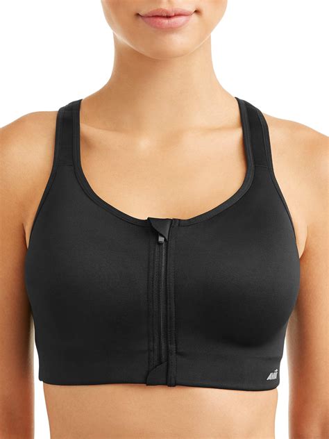 Avia Medium Support Zip Front Sports Bra Walmart Com