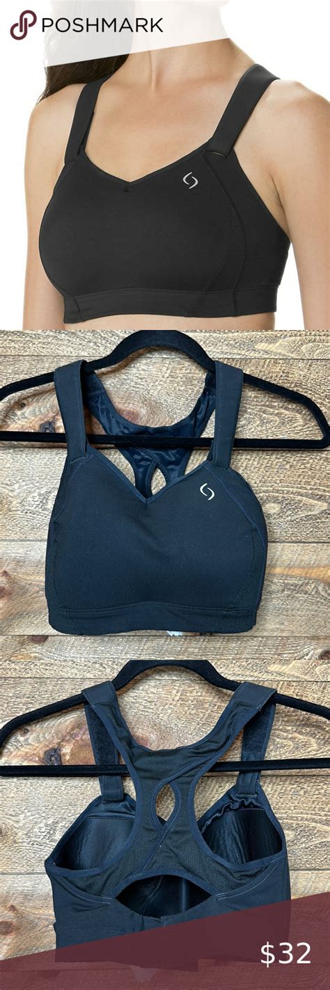 Brooks Moving Comfort Juno Sports Bra Black Scoop Neck Stretch Size 32E