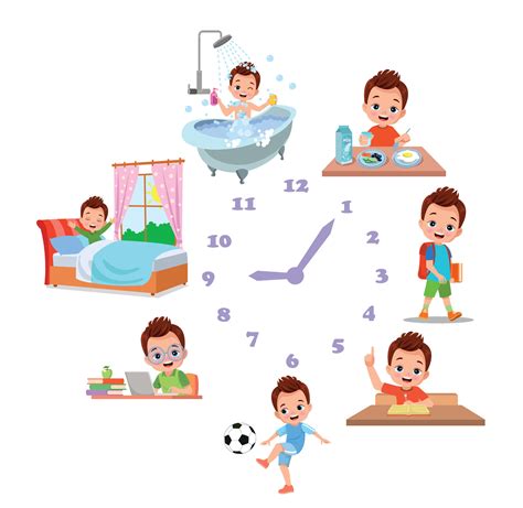 Cartoon Kid Daily Routine Activities Set 16059202 Vector Art At Vecteezy
