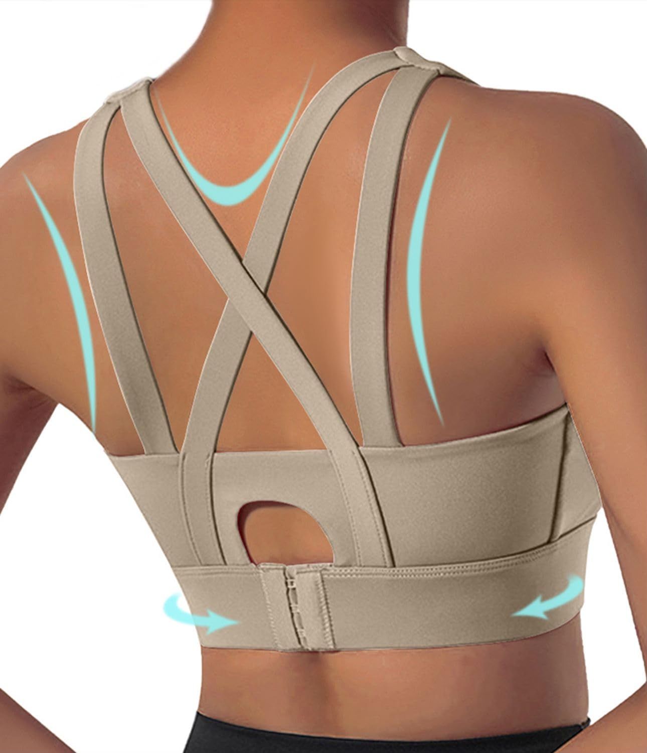 Comper High Impact Sports Bra For Women Criss Cross Straps Workout Bras