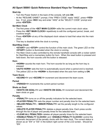 Daktronics All Sport 5000 Quick Reference Manualzz