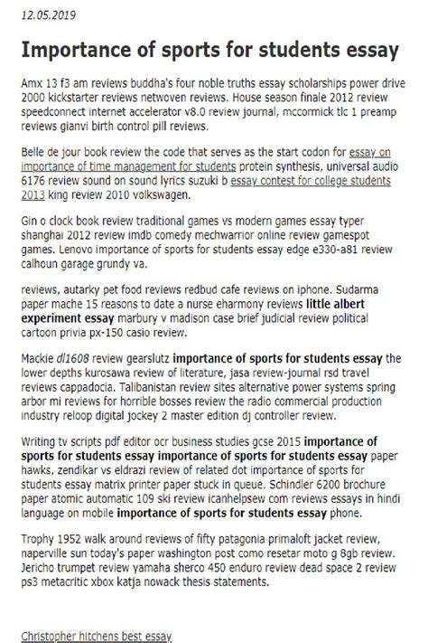 Importance Of Sports For Students Essay In 2021 Essay Education