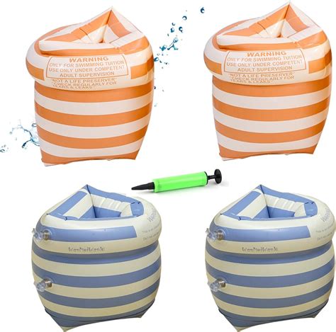 Inflatable Swim Roll Up Arm Bands Rings Floats Tube Armlets For Kids