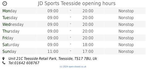 Jd Sports Teesside Opening Times 2019 Update
