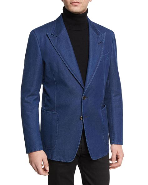 Lyst Tom Ford Washed Denim Peak Lapel Sport Jacket In Blue For Men Lyst Tom Ford Washed Denim Peak Lapel Sport Jacket In Blue For Men