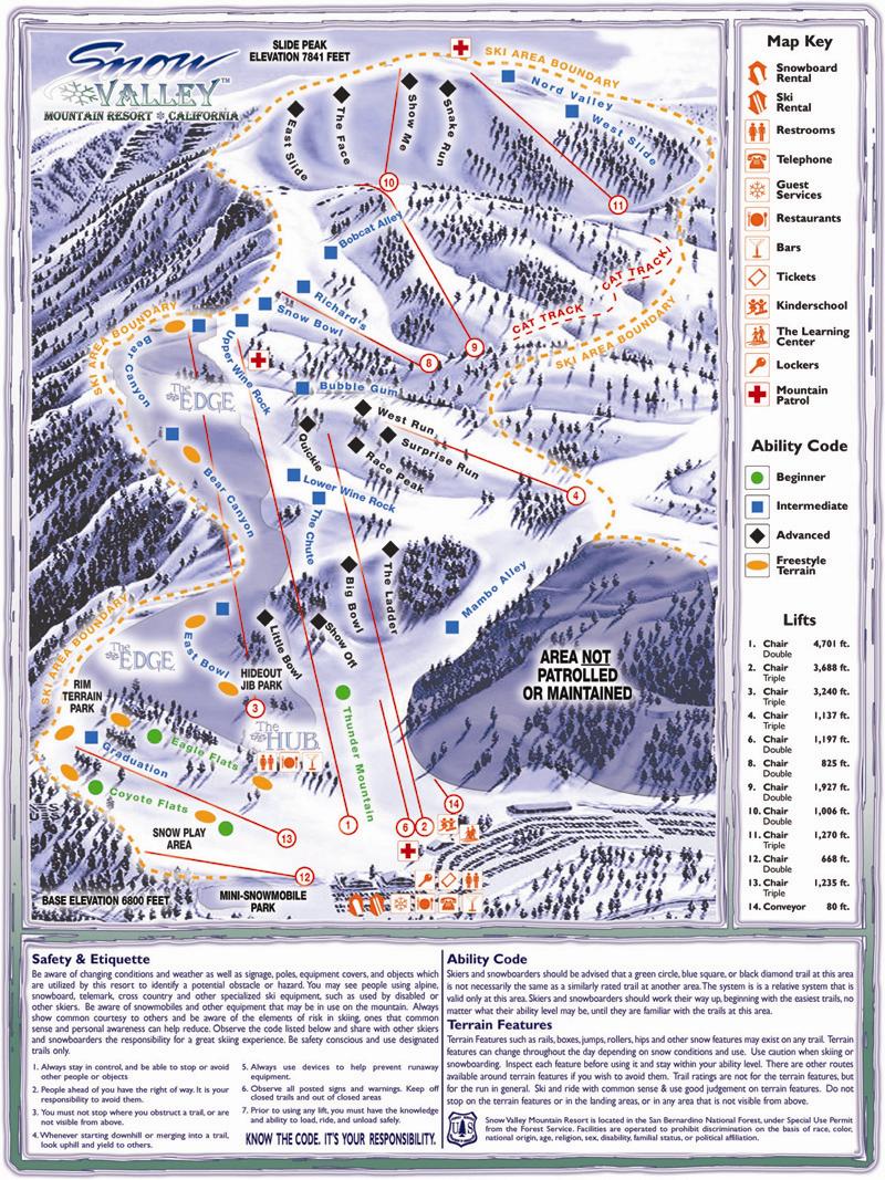 Mount Snow Ski Trail Map Main Face Mt Snow Vermont Mappery Mount Snow Ski Trail Map Main Face Mt Snow Vermont Mappery