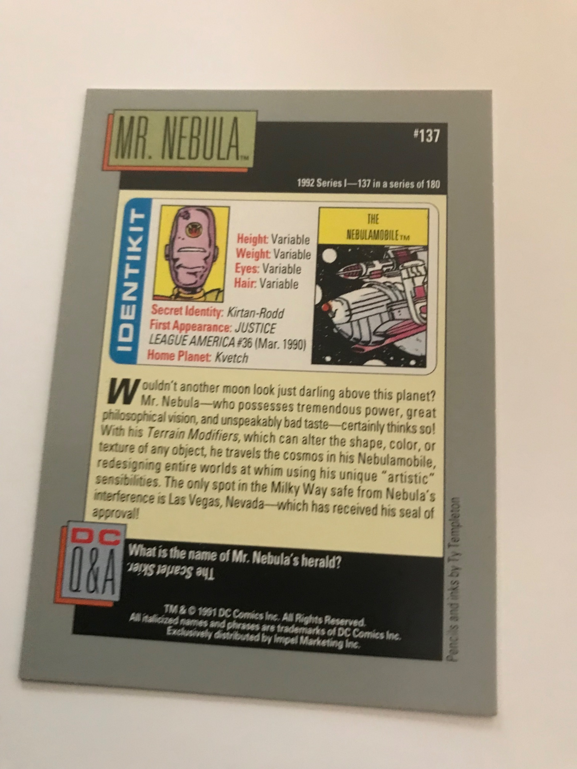 Mr Nebula 137 Card 1992 Dc Universe Series 1 Nm M Impel Eiffel Mr Nebula 137 Card 1992 Dc Universe Series 1 Nm M Impel Eiffel