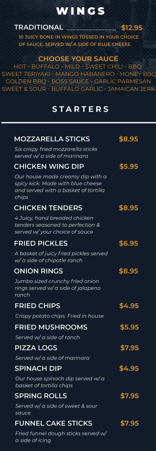 Mulligans Sports Bar & Grill Menu Highlights