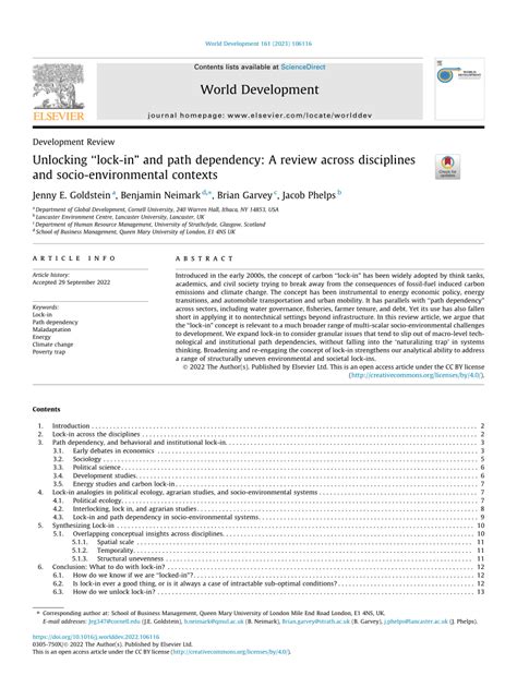 Pdf Unlocking Lock In And Path Dependency A Review Across
