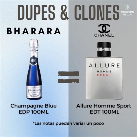 Perfume Bharara Champagne Blue Dupe De Allure Homme Sport De Chanel