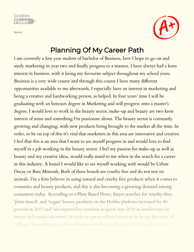 Planning Of My Career Path Essay Example 576 Words Planning Of My Career Path Essay Example 576 Words