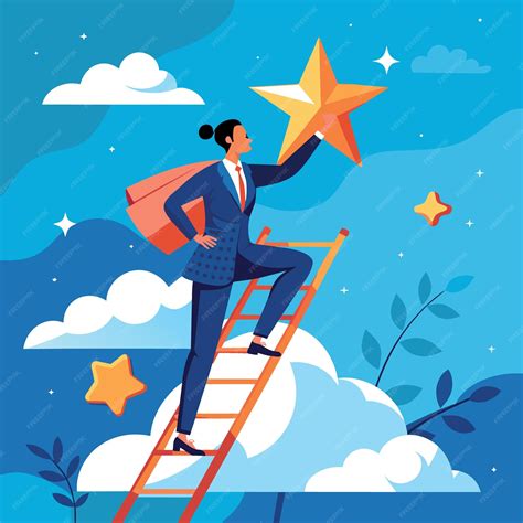 Premium Vector Business Champion Succeed To Get Reward Winning Star