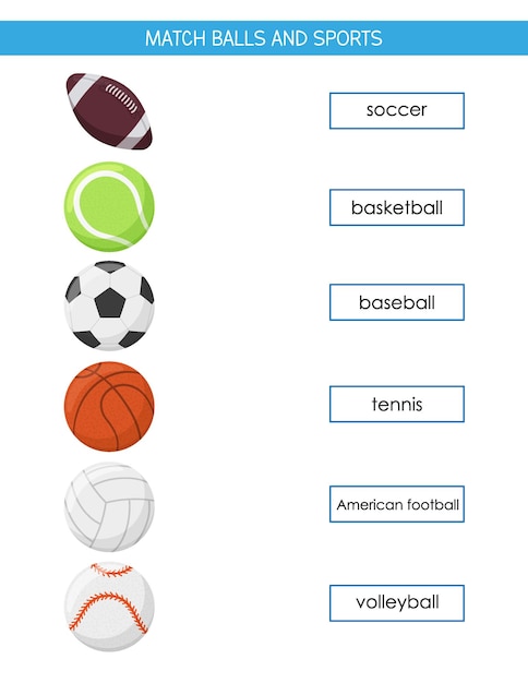 Premium Vector Worksheet For Kids Matching Activity Match Sports And Premium Vector Worksheet For Kids Matching Activity Match Sports And