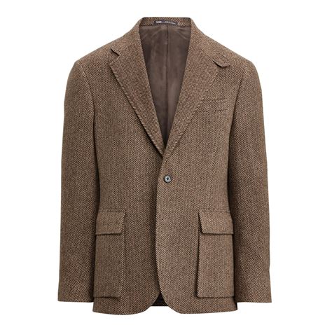 Ralph Lauren Wool Herringbone Sport Coat In Brown Tan Brown For Men