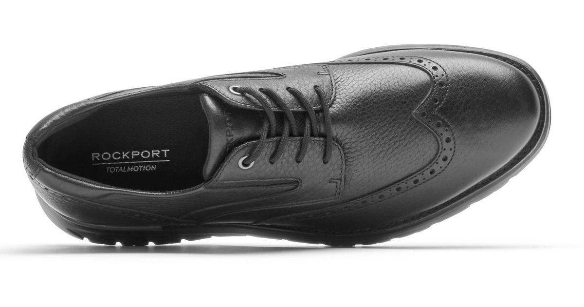 Rockport Total Motion Sport Wingtip Oxford Black Leather Mens Size 10 M
