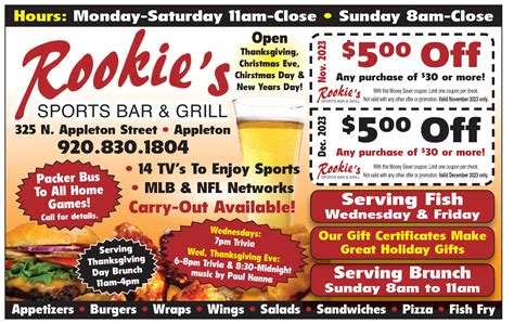 Rookie S Sports Bar Grill Money Saver
