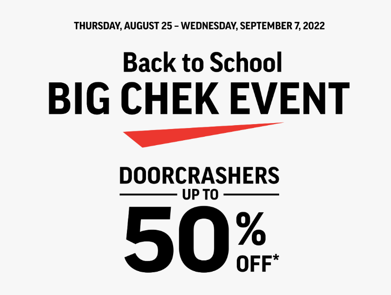 Sport Chek Canada Big Chek Back To School Event Doorcrashers Up To 60 Sport Chek Canada Big Chek Back To School Event Doorcrashers Up To 60