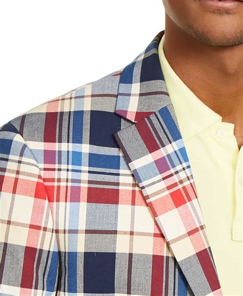 Tommy Hilfiger Trim Fit Madras Plaid Sport Coat Blazers Amp Sport Coats