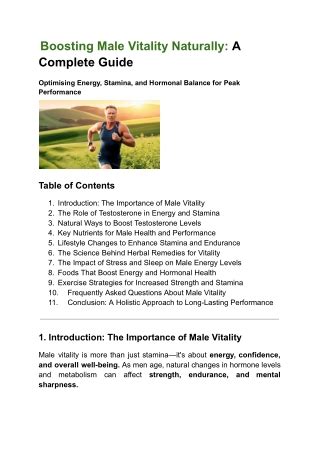 Unlock Your Peak Performance The Essential Guide To Male Vitality And