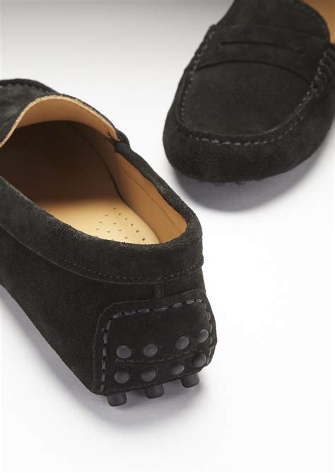 Women S Penny Driving Loafers Black Suede Hugs Co